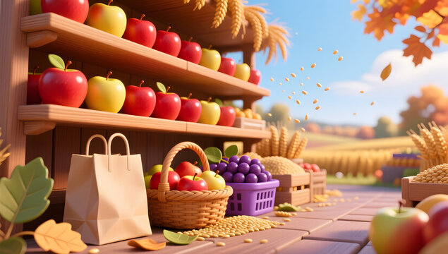 apple shelf harvest shopping autumn display