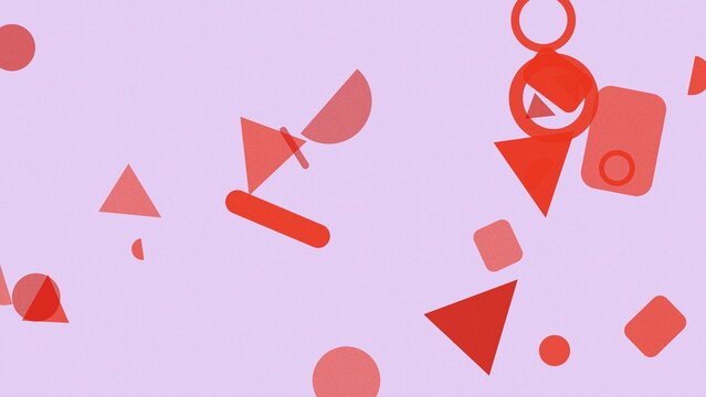 Geometric shapes, red, abstract background, pink, minimalist design elements, 2D icons