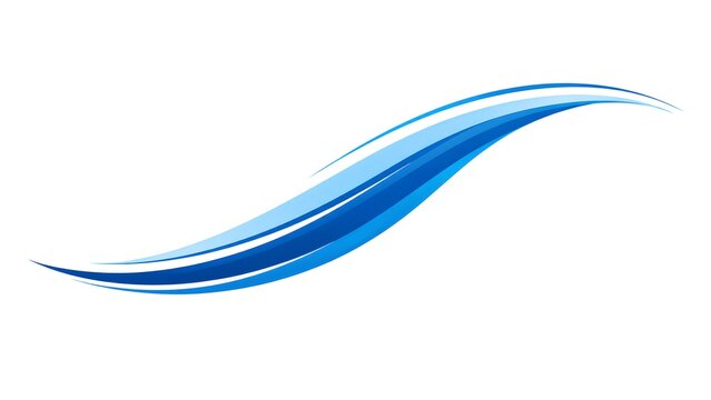 Abstract glossy blue swoosh illustration isolated on white background wave elements dynamic horizontal corporate curves design
