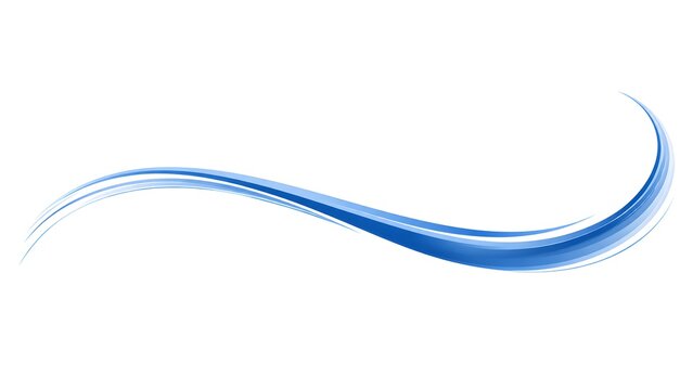 Abstract blue swoosh illustration isolated on white background wave elements dynamic horizontal flowing curves design
