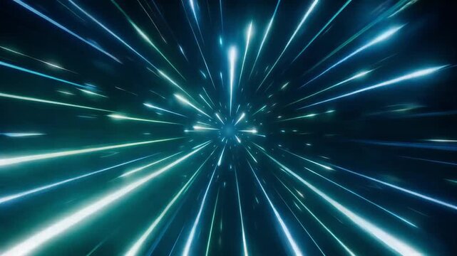 Hyperspace warp speed tunnel light streaks creating a rapid motion video effect for digital background projects