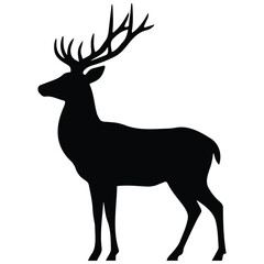 Fototapeta premium Majestic stag standing in profile view vector illustration isolated on white background.