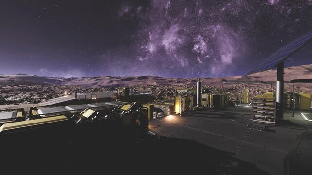 night communication relay under starry sky, parabolic arrays and transmitter towers, uplink and downlink activity with telemetry glow, remote signal backbone