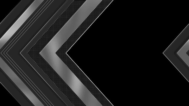 Abstract geometric background chevrons on black background animation, modern luxury texture