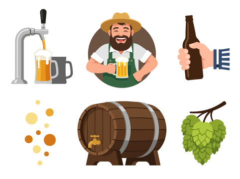 Beer Brewing and Craft Brewery Vector Icon Set