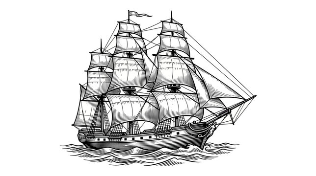 Vintage Sailing Ship Illustration