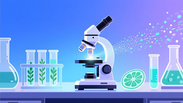 microscope exploration science education concept illustration