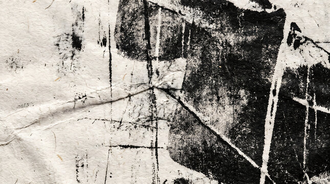 Abstract Grungy Black and White Paper Texture with Ink Splatter