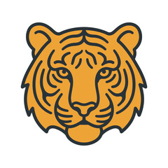 Fototapeta premium Tiger face illustration with black outline.