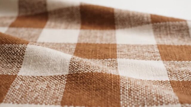 A close-up view of a brown and white checkered fabric texture.