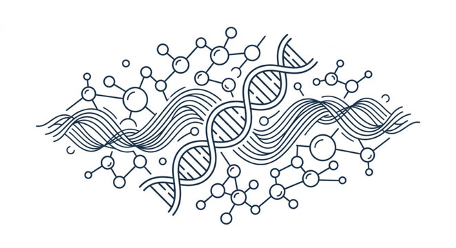 Abstract DNA and molecular structure illustration.