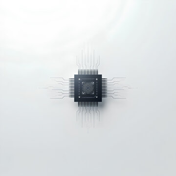 Modern CPU chip with glowing digital effect