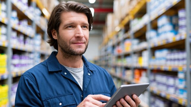 Store manager using tablet to review inventory and AI-generated replenishment recommendations