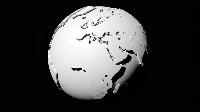 A cracked globe glows against a dark, high-contrast background