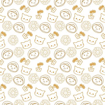 decoration pattern emotes happy faces outline