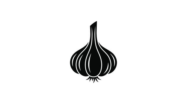 garlic bulb silhouette on white background vegetable food spice herb black simple