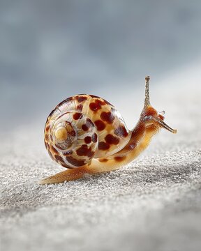 A Cone Snail Crawls Slowly Across a Sandy Ocean Floor with a Smooth Gradient Background