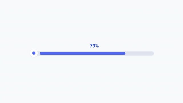 Flat vector illustration of a minimal modern progress bar with percentage indicator, representing loading progress, software status, task completion, and digital workflow.