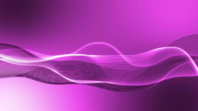 Abstract background with flowing translucent waveforms composed of dotted lines animation