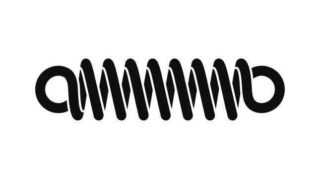 coiled spring silhouette on white background coil helix spiral wire metallic mechanical