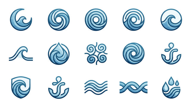 Collection of nautical and aquatic symbols.