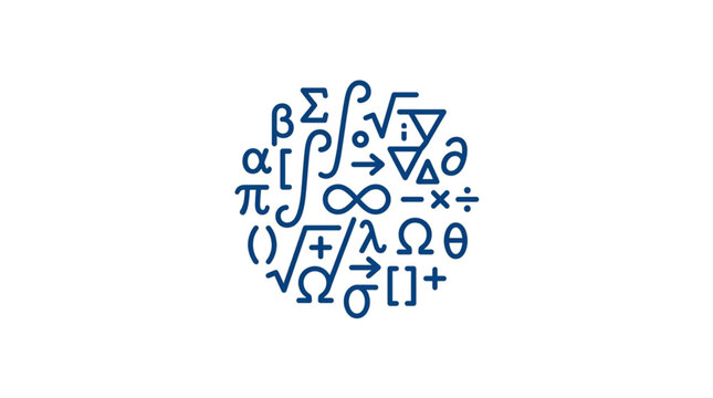 Circular Mathematical Symbols and Equations Design.