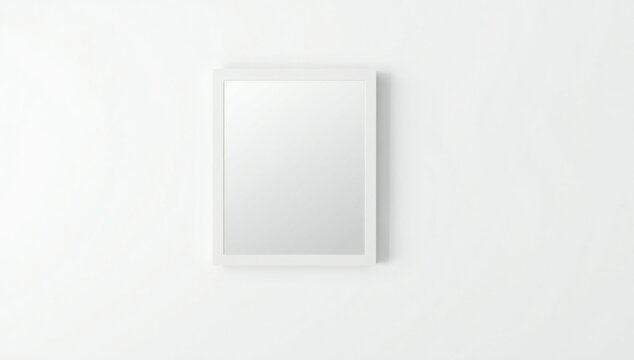 A simple empty rectangle wall mirror with a thin white frame