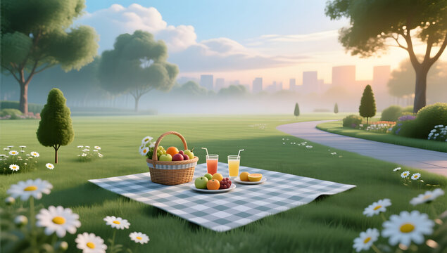 lawn picnic urban park evening garden
