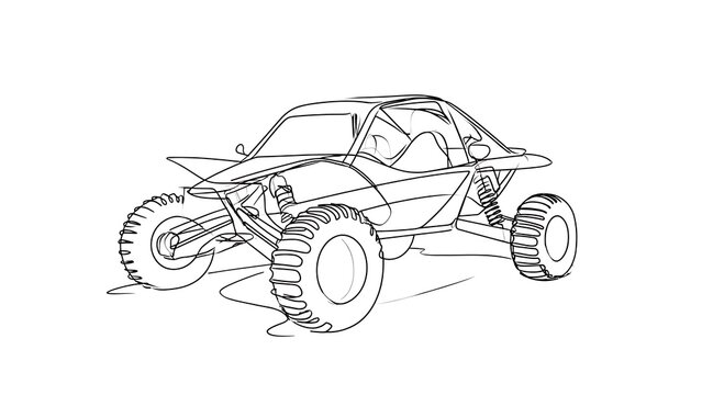 Off road dune buggy sketch white background.