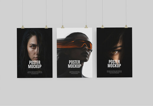 Multiple Hanging Poster Mockup Set