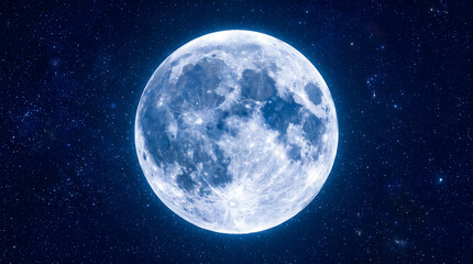 Fototapeta premium Full Moon in Starry Night Sky