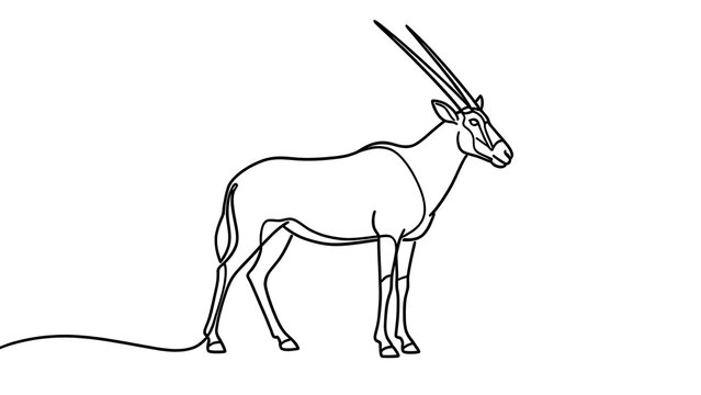 Minimalist oryx drawing on white background.
