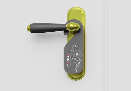 Door Handle with Hanger Sign Mockup