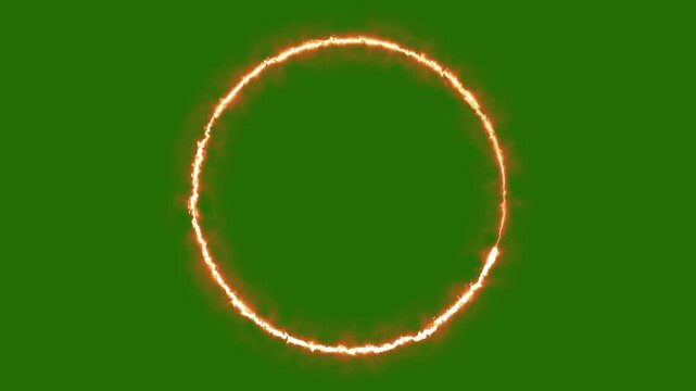 Glowing Orange Fire Ring Circle Loop on Green Screen