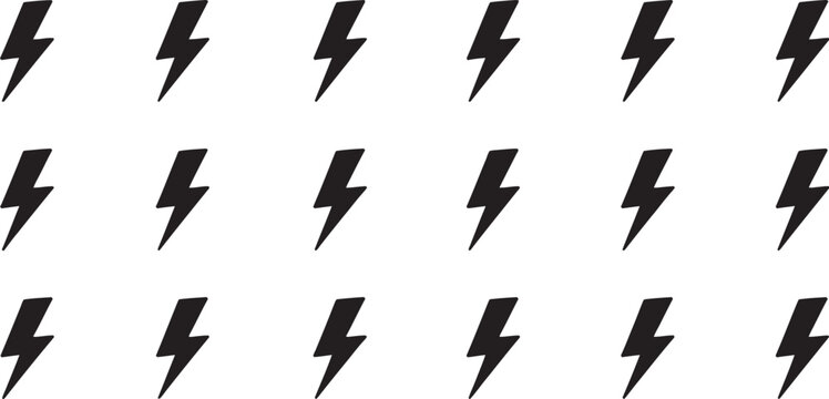 Lightning bolt icon set featuring electric energy symbols, thunderbolt patterns, power icons, electrical warning signs, renewable energy concepts, technology branding and modern vector illustrations.