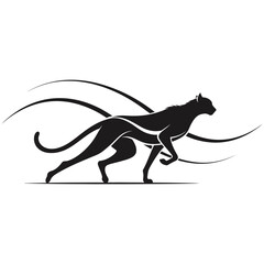 Fototapeta premium Abstract black panther silhouette running with flowing energy lines, silhouette