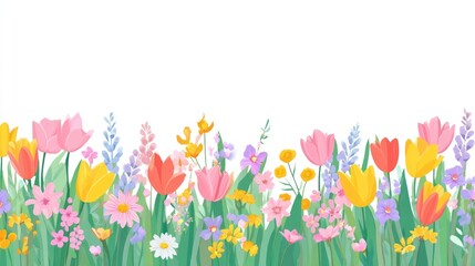 Obraz premium Colorful spring floral border