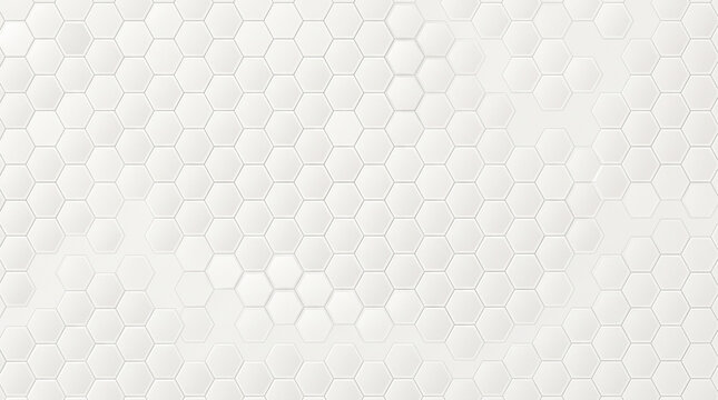 White hexagonal tiles background, modern geometric pattern of ceramic wall, abstract texture of honeycomb shapes