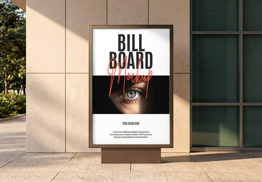 Outdoor Standing Billboard Mockup in Front of Building