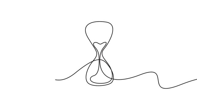 Hourglass continuous line drawing animation for time management and business concepts. Animated hourglass in continuous line drawing style, representing time, deadline, and efficiency.