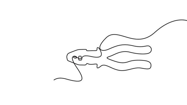 Pliers continuous line drawing animation for industrial construction and hardware branding. Pliers continuous line drawing animation, minimalist vector icon for hardware and construction.