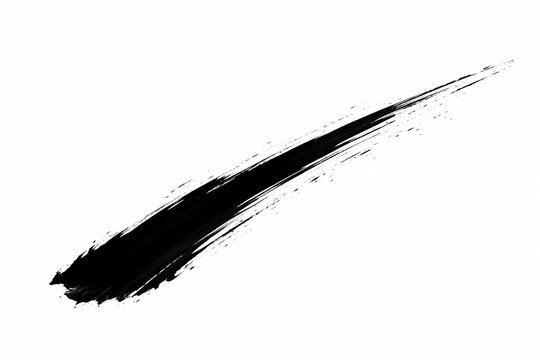 A single sharp black ink brushstroke slashing across a vast white background.