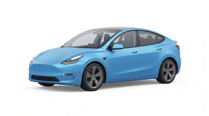 Fototapeta premium Modern Electric Sedan Car Concept 3D Illustration Isolated on White Background for Sustainable Transport and Automotive Design Projects