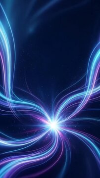 Dynamic Light Flow Animation Featuring Intertwined Vibrant Electric Curves in Space with Radiant Sparks and Moving Energy Streams