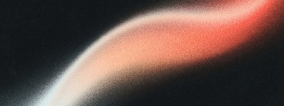 Abstract grainy gradient background with soft orange light leak, ethereal blurred wave on dark black texture, cinematic lo-fi aesthetic backdrop