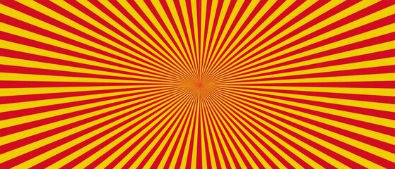Fototapeta premium Abstract radial burst of red and yellow stripes from a central point