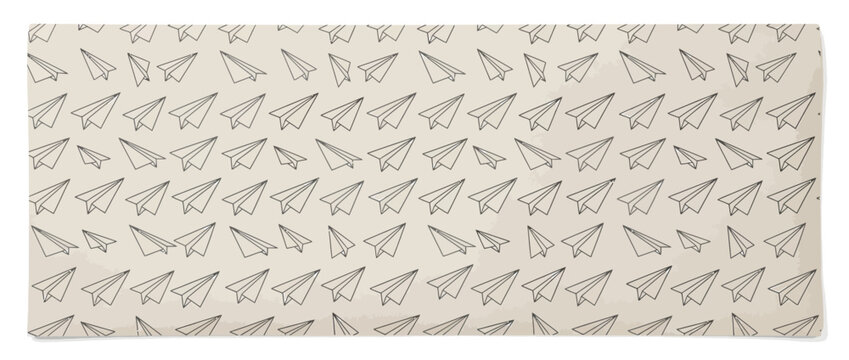 Hand Drawn Paper Plane Pattern on Vintage Textured Background