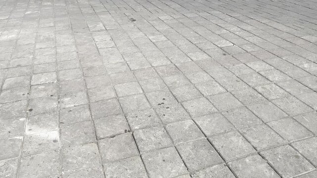 Gray paving block floor pattern on outdoor public sidewalk