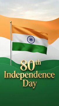 Celebrating 80 Years of India's Independence with Flag Display and Patriotic Colors