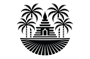 Obraz premium Palm trees black silhouettes icon set